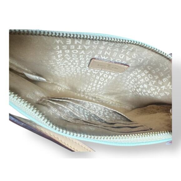 Kate Spade Multicolor Stripe Wristlet Pink Yellow Small Pouch Cute - Picture 6 of 6